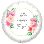 balon foliowy dzien ojca kwiaty dla mojego taty bialy 18 rnd