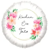 balon foliowy dzien ojca kwiaty kocham cie tato bialy 18 rnd