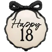 balon foliowy happy 18 kokardka dekoracja na 18 urodziny osiemnastke kremowy 20 9 shp