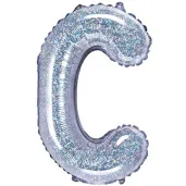 balon foliowy litera c holograficzna srebrny partydeco 14 ltr