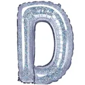 balon foliowy litera d holograficzna srebrny partydeco 14 ltr