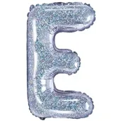 balon foliowy litera e holograficzna srebrny partydeco 14 ltr