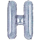 balon foliowy litera h holograficzna srebrny partydeco 14 ltr