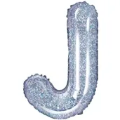 balon foliowy litera j holograficzna srebrny partydeco 14 ltr