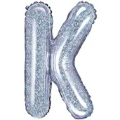 balon foliowy litera k holograficzna srebrny partydeco 14 ltr