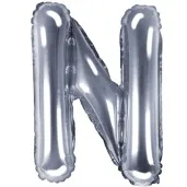balon foliowy litera n 14 partydeco srebrny