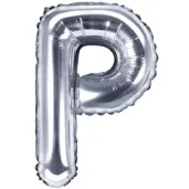 balon foliowy litera p 14 partydeco srebrny