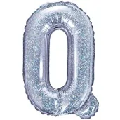 balon foliowy litera q 14 partydeco srebrny holograficzny