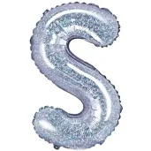 balon foliowy litera s 14 partydeco srebrny holograficzny