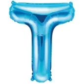balon foliowy litera t 14 partydeco niebieski