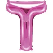 balon foliowy litera t 14 partydeco rozowy ciemny