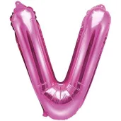 balon foliowy litera v 14 partydeco rozowy ciemny