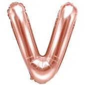 balon foliowy litera v rozowe zloto partydeco 14 ltr