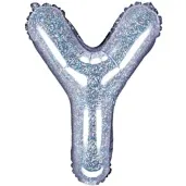 balon foliowy litera y 14 partydeco srebrny holograficzny