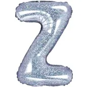 balon foliowy litera z 14 partydeco srebrny holograficzny