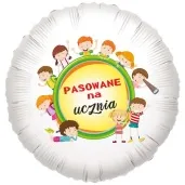 balon foliowy pasowanie na ucznia dzieci bialy 18 rnd