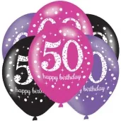 balony 50 urodziny sparkling celebrations pink mix amscan 11 6 szt
