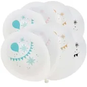 balony glitter bialy santex 9 8 szt