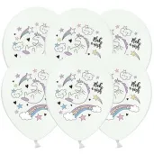 balony jednorozec pastel bialy 12 strong 6 szt