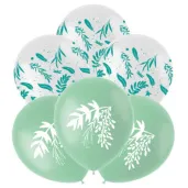 balony liscie bialo zielone folat 13 6 szt