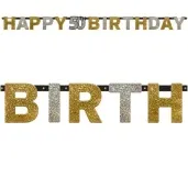 baner 50 urodziny happy 50th birthday sparkling celebration silver gold amscan 213 cm