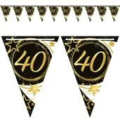 baner flagi 40 urodziny gwiazdy czarno zloty guirca 3 m