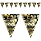 baner flagi 60 urodziny balony zloto kremowo czarne 3 6 m