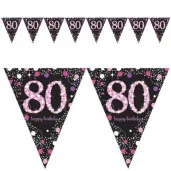 baner flagi 80 urodziny sparkling celebrations pink amscan 400 cm