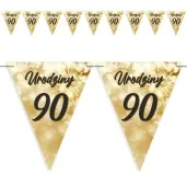 baner flagi 90 urodziny fajerwerki zloto kremowe 3 6 m