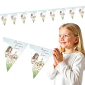 baner flagi girlanda papierowa dziewczynka i kosciol dekoracja na komunie swieta 3 6 m