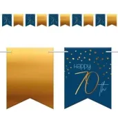 baner flagi happy 70th urodziny niebiesko zloty folat 600 cm