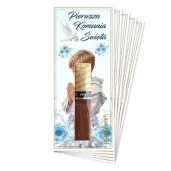 bileciki na czekoladki merci chlopiec w albie podziekowania upominek dla gosci 5 szt