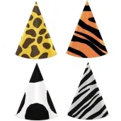 czapeczka papierowa urodzinowe safari mix partypal 4 szt