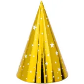czapeczki papierowe gwiazdki zlote partydeco 6 szt