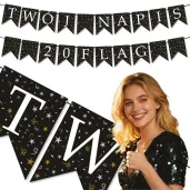 dekoracja baner personalizowany wlasny napis 20 flag girlanda 200 cm