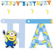 dekoracja do powieszania na urodziny baner girlanda happy birthday minionki 153 cm diy