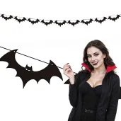 dekoracja do powieszenia na andrzejki halloween baner girlanda papierowa nietoperze czarne 3