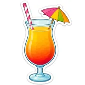 dekoracja do przyklejenia na okno drzwi hawajskie party drink z parasolka wakacje lato aloha