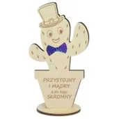 dekoracja drewniana 3d kwiatek przystojny i madry a do tego skromny 14 cm