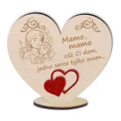 dekoracja drewniana 3d serduszko dzien matki super matka 10 cm