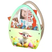 dekoracja drewniana koszyk wielkanocny baranek i pisanki 20 cm