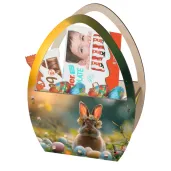 dekoracja drewniana koszyk wielkanocny krolik i pisanki 20 cm