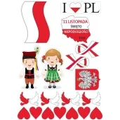 dekoracja kartonowa 11 listopada dzieci w strojach ludowych 1 kompl