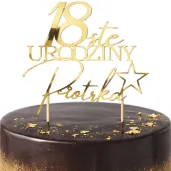 dekoracja na 18 30 40 50 60 70 80 90 urodziny topper na tort personalizacja imie zloty