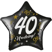 dekoracja na 40 urodziny balon foliowy gwiazda glamour czarny 18 str