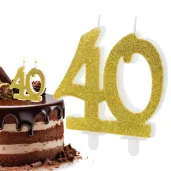 dekoracja na 40 urodziny swieczka na tort liczba 40 zlota partydeco 8 5 cm