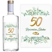 dekoracja na 50 rocznice slubu etykiety na butelke eukaliptus beauty zlote gody 5 szt