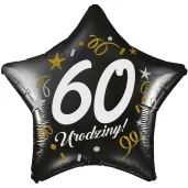 dekoracja na 60 urodziny balon foliowy gwiazda glamour czarny 18 str