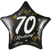 dekoracja na 70 urodziny balon foliowy gwiazda glamour czarny 18 str