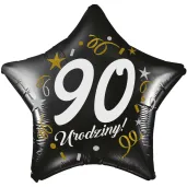 dekoracja na 90 urodziny balon foliowy gwiazda glamour czarny 18 str